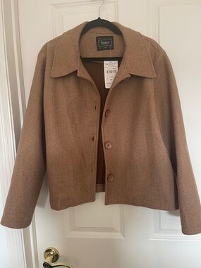 Women's Beige Button Front Pea Coat
